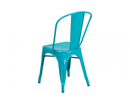 BLNK Tenley Commercial Metal Indoor-Outdoor Stackable Chair - Crystal Teal/Blue