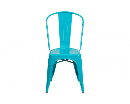 BLNK Tenley Commercial Metal Indoor-Outdoor Stackable Chair - Crystal Teal/Blue