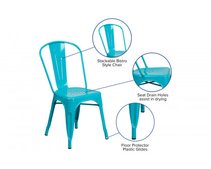 BLNK Tenley Commercial Metal Indoor-Outdoor Stackable Chair - Crystal Teal/Blue