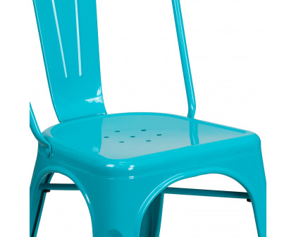 BLNK Tenley Commercial Metal Indoor-Outdoor Stackable Chair - Crystal Teal/Blue