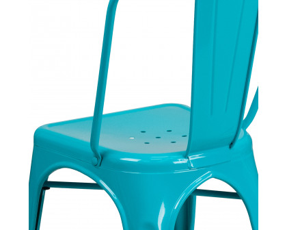 BLNK Tenley Commercial Metal Indoor-Outdoor Stackable Chair - Crystal Teal/Blue