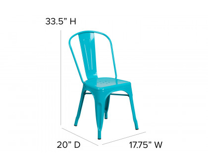 BLNK Tenley Commercial Metal Indoor-Outdoor Stackable Chair - Crystal Teal/Blue