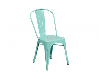 BLNK™ Tenley Commercial Metal Indoor-Outdoor Stackable Chair - Mint Green