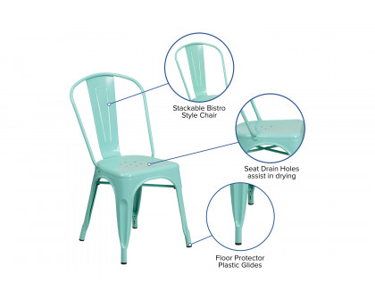 BLNK™ Tenley Commercial Metal Indoor-Outdoor Stackable Chair - Mint Green