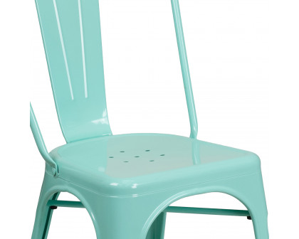 BLNK™ Tenley Commercial Metal Indoor-Outdoor Stackable Chair - Mint Green