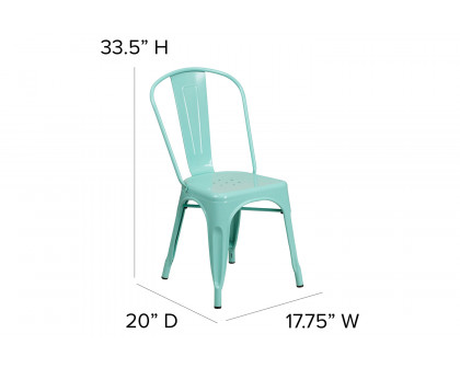 BLNK™ Tenley Commercial Metal Indoor-Outdoor Stackable Chair - Mint Green