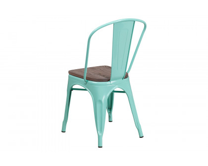 BLNK Tenley Metal Stackable Chair with Wood Seat - Mint Green