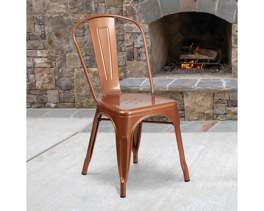 BLNK Tenley Commercial Metal Indoor-Outdoor Stackable Chair - Copper