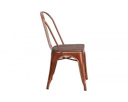 BLNK Tenley Metal Stackable Chair with Wood Seat - Copper