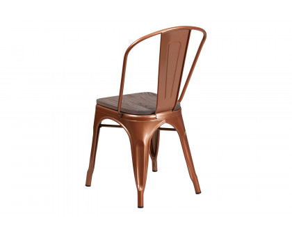 BLNK Tenley Metal Stackable Chair with Wood Seat - Copper