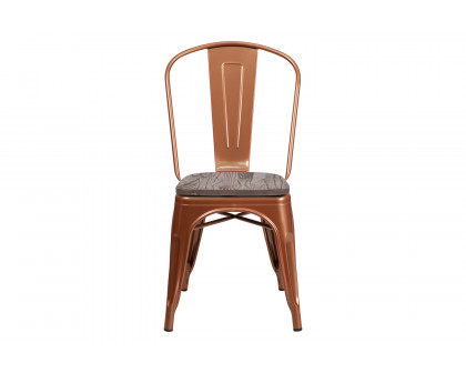 BLNK Tenley Metal Stackable Chair with Wood Seat - Copper