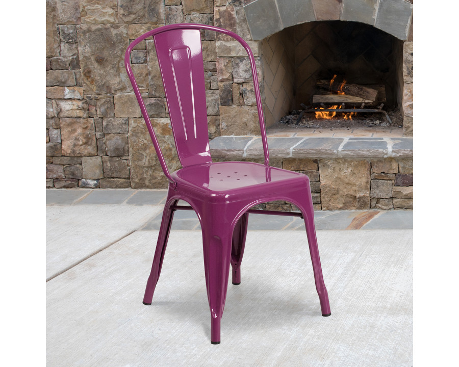 BLNK Tenley Commercial Metal Indoor-Outdoor Stackable Chair - Purple