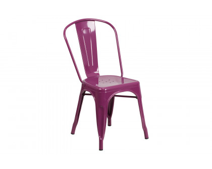 BLNK™ Tenley Commercial Metal Indoor-Outdoor Stackable Chair - Purple