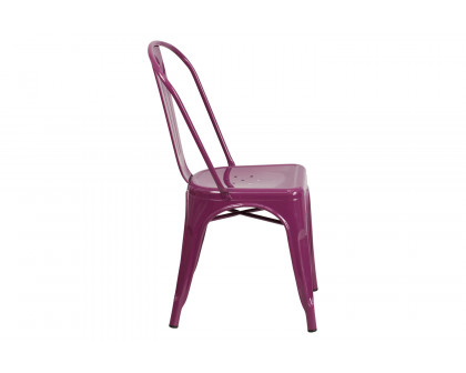 BLNK™ Tenley Commercial Metal Indoor-Outdoor Stackable Chair - Purple