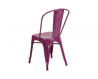 BLNK™ Tenley Commercial Metal Indoor-Outdoor Stackable Chair - Purple