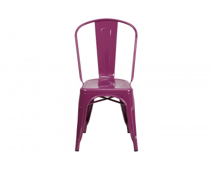 BLNK™ Tenley Commercial Metal Indoor-Outdoor Stackable Chair - Purple