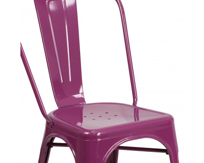 BLNK™ Tenley Commercial Metal Indoor-Outdoor Stackable Chair - Purple