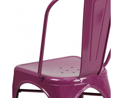 BLNK™ Tenley Commercial Metal Indoor-Outdoor Stackable Chair - Purple