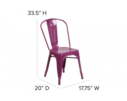 BLNK™ Tenley Commercial Metal Indoor-Outdoor Stackable Chair - Purple