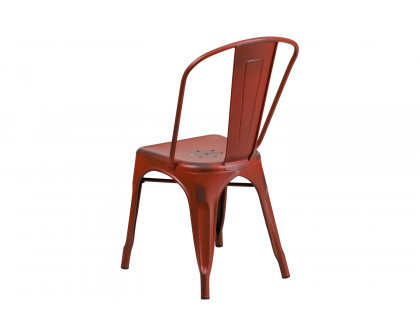 BLNK™ Tenley Commercial Metal Distressed Indoor-Outdoor Stackable Chair - Kelly Red