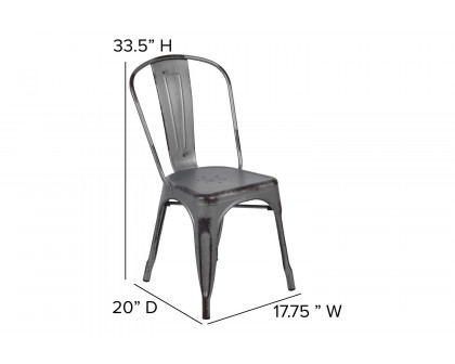 BLNK Tenley Commercial Metal Distressed Indoor-Outdoor Stackable Chair - Silver Gray