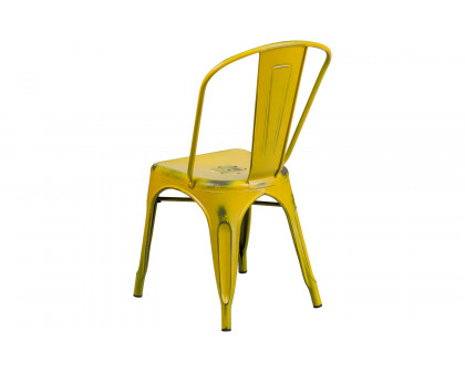 BLNK Tenley Commercial Metal Distressed Indoor-Outdoor Stackable Chair - Yellow