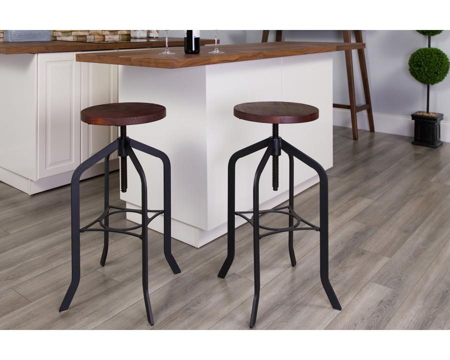 BLNK Bar Stool with Adjustable Wood Seat