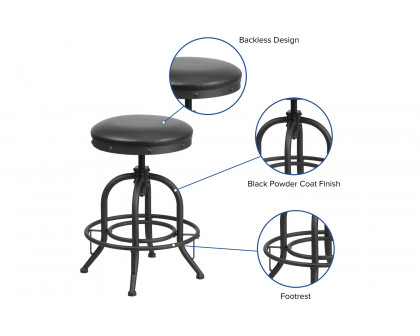 BLNK - Carrington LeatherSoft Counter Height Stool with Swivel Lift Black Seat