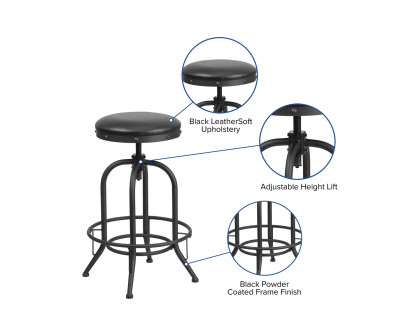 BLNK - Carrington Black LeatherSoft Bar Stool with Swivel Lift