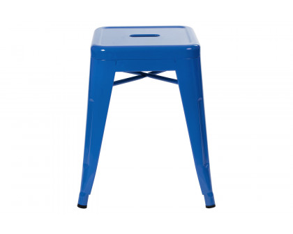 BLNK Kai Commercial Indoor Metal Backless Stackable Table Height Dining Stool Set of 4 - Royal Blue