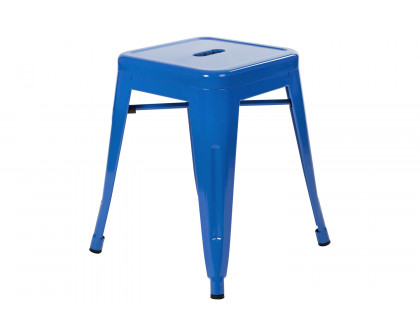 BLNK Kai Commercial Indoor Metal Backless Stackable Table Height Dining Stool Set of 4 - Royal Blue