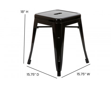 BLNK Kai Commercial Metal Backless Stackable Table Height Dining Stool Set of 4 - Black