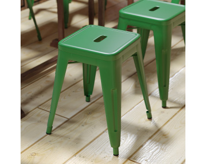 BLNK Kai Commercial Indoor Metal Backless Stackable Table Height Dining Stool Set of 4 - Green