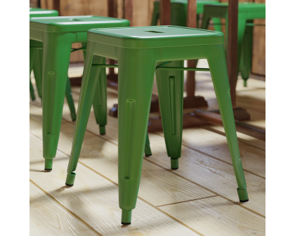 BLNK Kai Commercial Indoor Metal Backless Stackable Table Height Dining Stool Set of 4 - Green