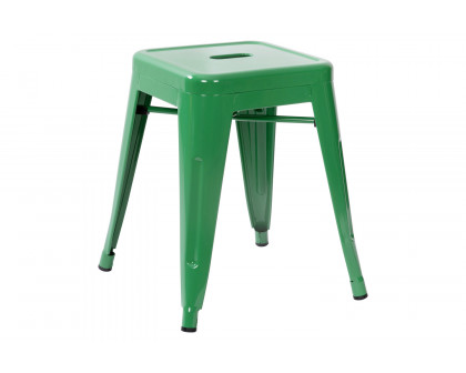 BLNK Kai Commercial Indoor Metal Backless Stackable Table Height Dining Stool Set of 4 - Green