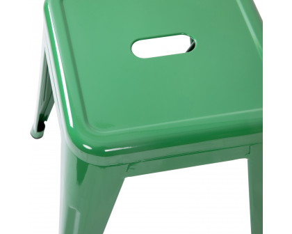 BLNK Kai Commercial Indoor Metal Backless Stackable Table Height Dining Stool Set of 4 - Green