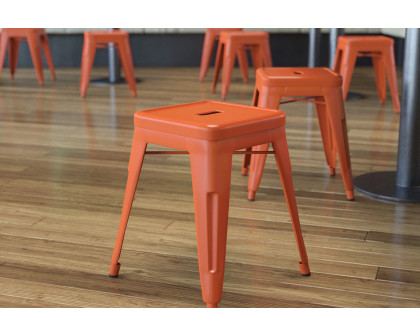 BLNK Kai Commercial Indoor Metal Backless Stackable Table Height Dining Stool Set of 4