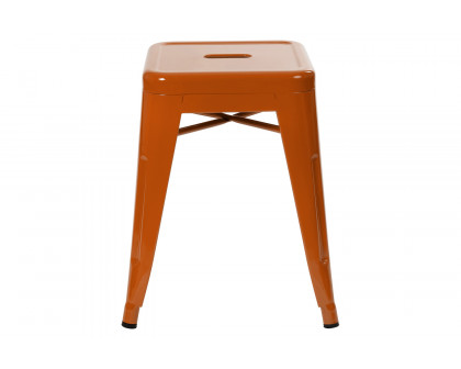 BLNK Kai Commercial Indoor Metal Backless Stackable Table Height Dining Stool Set of 4 - Orange