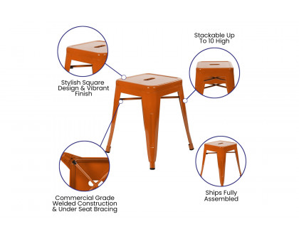 BLNK Kai Commercial Indoor Metal Backless Stackable Table Height Dining Stool Set of 4 - Orange