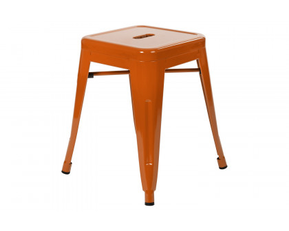 BLNK Kai Commercial Indoor Metal Backless Stackable Table Height Dining Stool Set of 4 - Orange