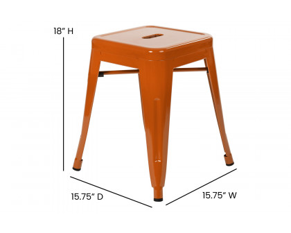 BLNK Kai Commercial Indoor Metal Backless Stackable Table Height Dining Stool Set of 4 - Orange