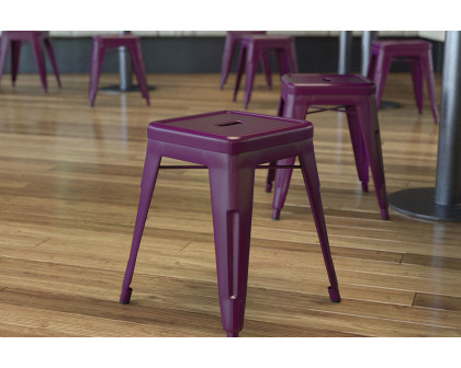 BLNK Kai Commercial Indoor Metal Backless Stackable Table Height Dining Stool Set of 4