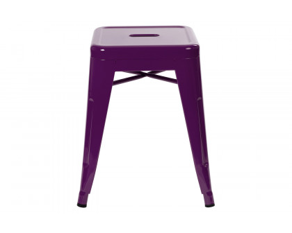 BLNK Kai Commercial Indoor Metal Backless Stackable Table Height Dining Stool Set of 4 - Purple