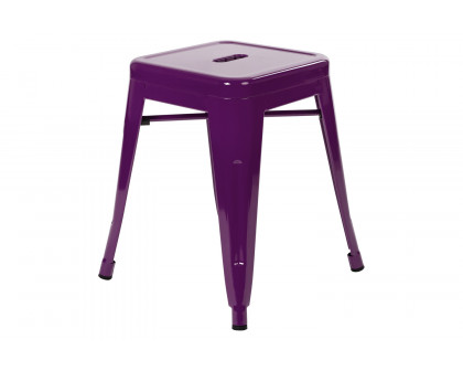 BLNK Kai Commercial Indoor Metal Backless Stackable Table Height Dining Stool Set of 4 - Purple