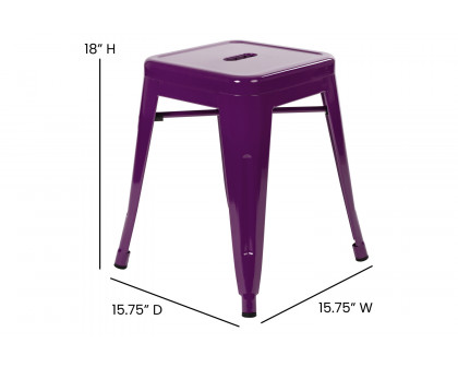 BLNK Kai Commercial Indoor Metal Backless Stackable Table Height Dining Stool Set of 4 - Purple