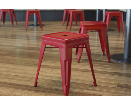 BLNK Kai Commercial Indoor Metal Backless Stackable Table Height Dining Stool Set of 4