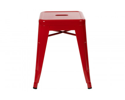 BLNK Kai Commercial Indoor Metal Backless Stackable Table Height Dining Stool Set of 4 - Red