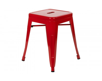 BLNK Kai Commercial Indoor Metal Backless Stackable Table Height Dining Stool Set of 4 - Red