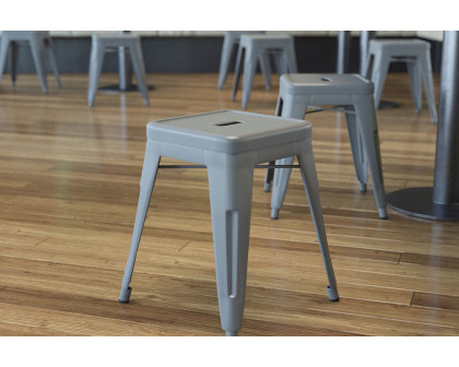 BLNK Kai Commercial Indoor Metal Backless Stackable Table Height Dining Stool Set of 4