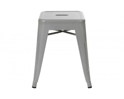 BLNK Kai Commercial Indoor Metal Backless Stackable Table Height Dining Stool Set of 4 - Silver